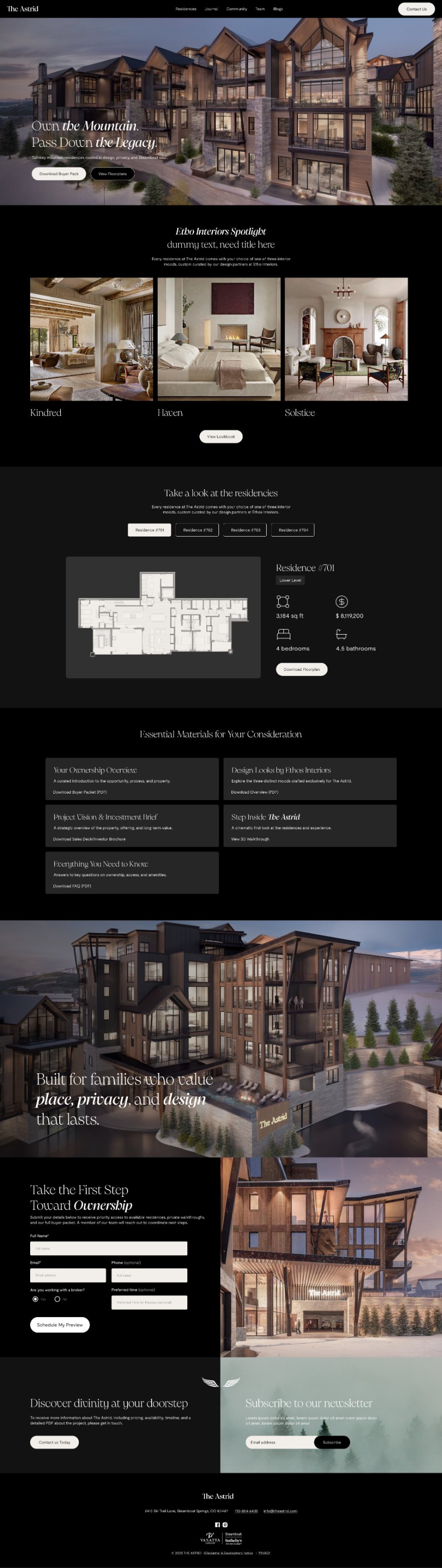 The Astrid residences landing page